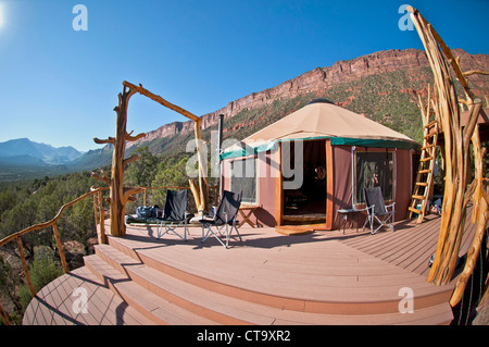 Yourte en château, la vallée de Moab, Utah, USA Banque D'Images