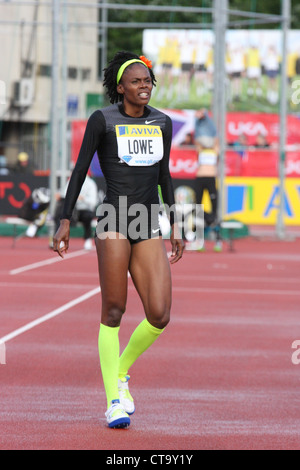 Chaunte LOWE (USA) dans le saut en hauteur femmes à l'AVIVA 2012 Grand Prix de Londres à Crystal Palace, Londres, Angleterre. Banque D'Images