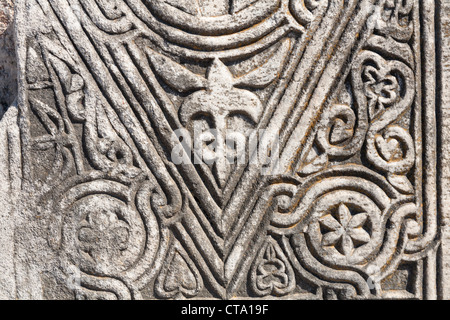 Pierres sculptées de détails sur une exposition à Saint John's Basilica, Selçuk, près de l'Ephèse, Turquie Banque D'Images