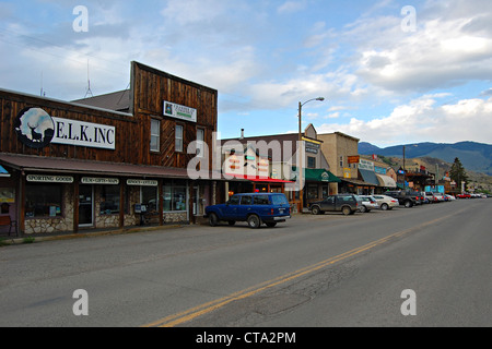 Park Street, Gardiner, Montana Banque D'Images