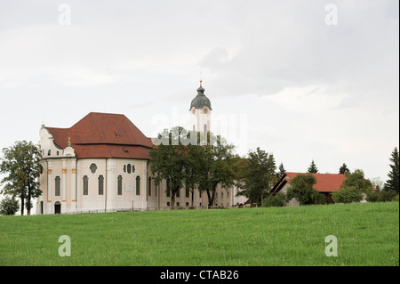 L'église de Wies, Steingaden, Haute-Bavière, Bavière, Allemagne Banque D'Images