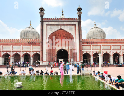 Grande Mosquée, la Jama Masjid, Old Delhi, Delhi, Inde Banque D'Images