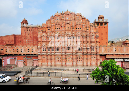 Palais des vents, le Hawa Mahal, Jaipur, Rajasthan, Inde Banque D'Images