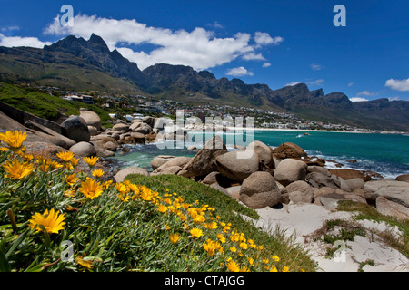 Impression à Camps Bay avec vue montagne gamme douze Apostels, Camps Bay, Cape Town, Western Cape, Afrique du Sud Banque D'Images