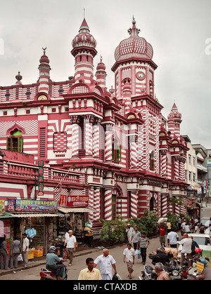 La mosquée Jami Ul Alfar à Colombo, le plus ancien quartier de Pettah, capitale Colombo, Sri Lanka Banque D'Images