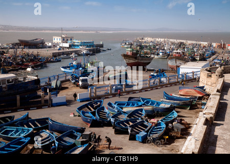 Les chalutiers de pêche et se vanter dans le port, Essaouira, Maroc, Afrique du Sud Banque D'Images