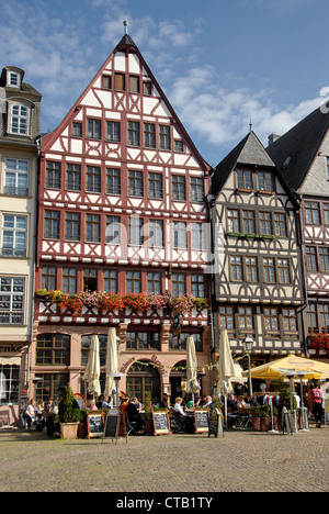 Remerberg Plaza, ou Roemer Square, également appelée place du marché à Frankfurt am Main, Allemagne Banque D'Images