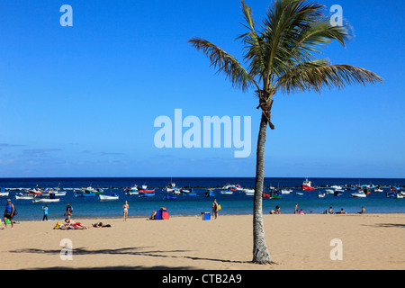L'Espagne, Iles Canaries, Tenerife, Playa de Las Teresitas, plage, Banque D'Images