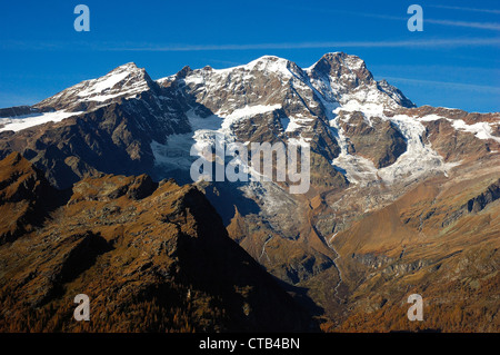 Côté Sud de massif du Monte Rosa, à l'ouest des Alpes, en Italie. Banque D'Images