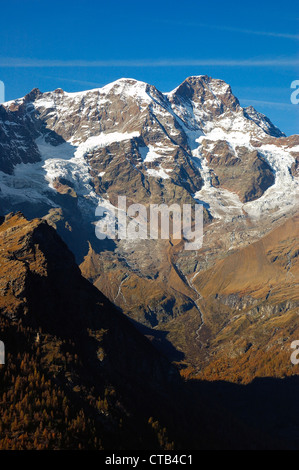 Côté Sud de massif du Monte Rosa, à l'ouest des Alpes, en Italie. Banque D'Images