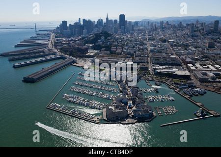 San Francisco Bay Bridge panorama avec vue aérienne Banque D'Images