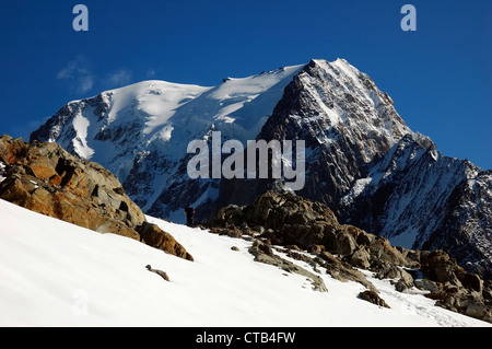 Le Mont Blanc, en face sud, à partir de la vallée Veny Italie Banque D'Images