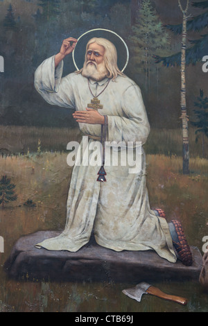 Séraphin de Sarov. La peinture dans la paroi de l'Florivsky couvent à Kiev Banque D'Images