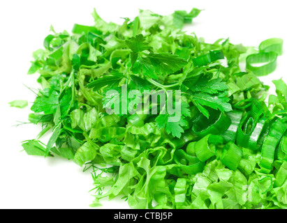Verts hachés frais isolé sur fond blanc libre Banque D'Images