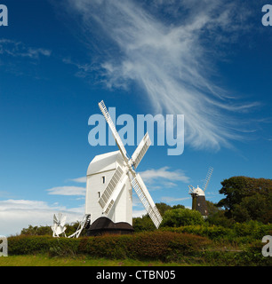 Jack et Jill windmills View, South downs, Clayton, East Sussex. Banque D'Images