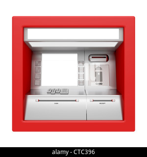Vue avant du distributeur de billets isolated on white Banque D'Images