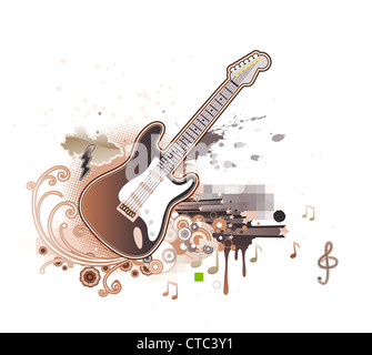 Vector illustration of abstract design parti avec guitare Banque D'Images