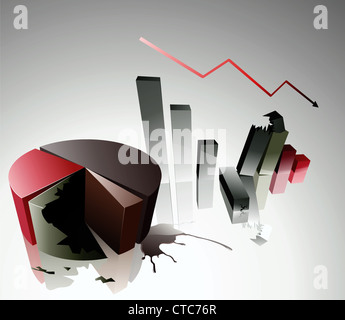 Concept d'illustration vectorielle d'une crise financière avec bar et graphique Banque D'Images