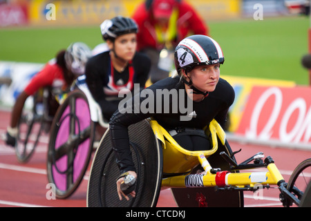 Shelly Woods qui se font concurrence sur les T53/54 800m, Aviva London Grand Prix, Crystal Palace, London 2012 Banque D'Images