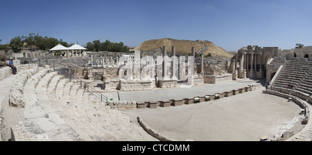 Ancien amphithéâtre romain au Beit She'an Archaeological Site, Israël Banque D'Images