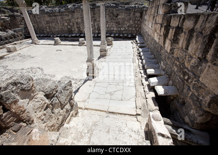 Les latrines communales au Beit She'an Archaeological Site, Israël Banque D'Images