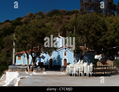 Samos Grèce Nissi Beach Église Ayia Paraskevi Banque D'Images