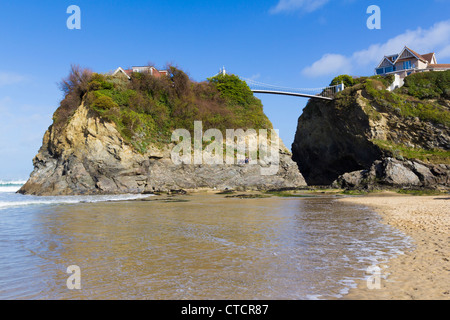 L'île sur la plage de Towan Newquay Cornwall England UK Banque D'Images