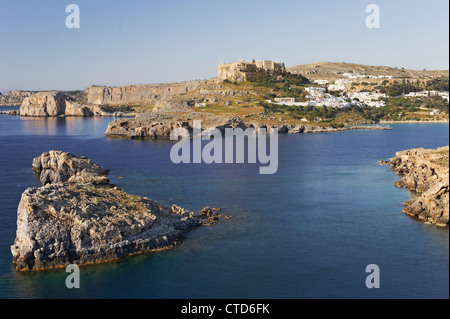 Avis de Lindos le matin Banque D'Images