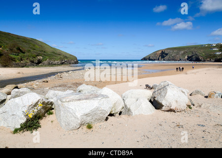 Mawgan Porth ; Plage ; Cornwall, UK Banque D'Images