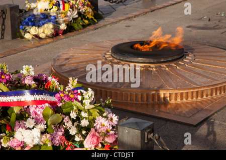 Tombe du Soldat inconnu sous l'Arc de Triomphe, Paris France Banque D'Images