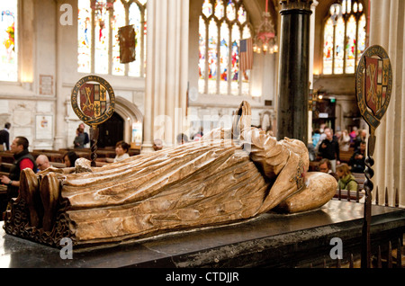 Tombe de James Montagu, évêque de Bath et Wells (1608-1616), l'abbaye de Bath, Somerset, Royaume-Uni Banque D'Images