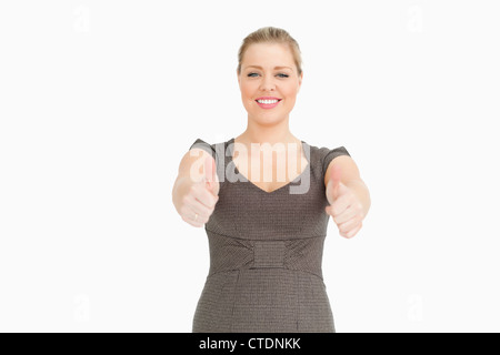 Woman showing Thumbs up Banque D'Images
