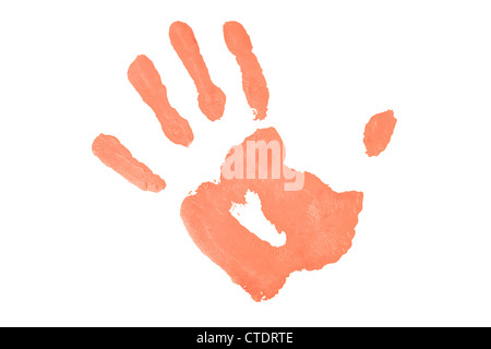 L'un rouge handprint Banque D'Images