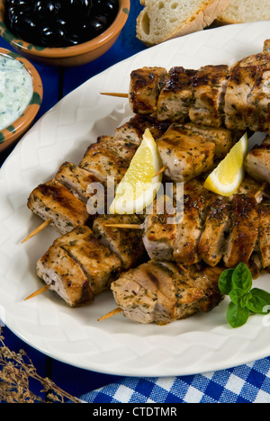 Brochettes Souvlaki, la cuisine grecque, grèce Banque D'Images