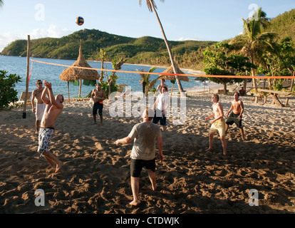 Waya Island, Fidji, beach-volley, Octopus Resort Banque D'Images