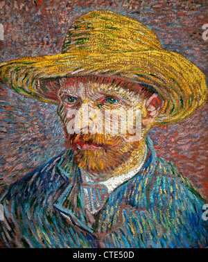 Self Portrait avec un chapeau de paille l'éplucheuse de pommes de terre 1887 Vincent van Gogh 1853-1890 Pays-Bas Néerlandais Banque D'Images