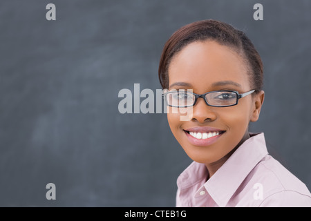 Close up of a black woman wearing glasses Banque D'Images
