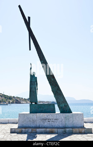 Statue de Pythagore à Pythagorio, Samos, Grèce Banque D'Images