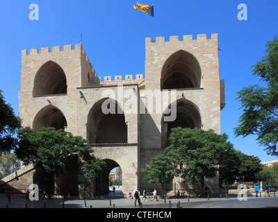 L'espagne, Valence, Torres de Serranos, tours, Banque D'Images