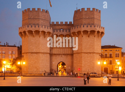 L'espagne, Valence, Torres de Serranos, tours, Banque D'Images