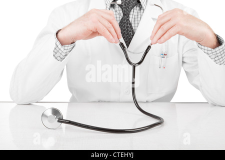 Docteur en black tie with stethoscope Banque D'Images