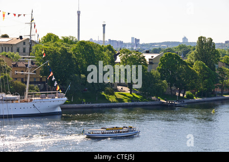 Vues de l'île de Skeppsholmen, placé stratégiquement à l'entrée de la mer Baltique Port Intérieur,Suède,Scandinavie,Stockholm Banque D'Images