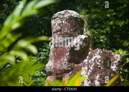 Tiki sur l'île de Hiva Oa, Polynésie française Banque D'Images