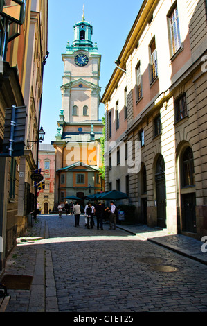 Storkyrkan, vue de l'Storkyrkobrinken.Street,la grande église Gamlaa,Stockholm Stan, la vieille ville de Stockholm, Suède, Scandinavie, Banque D'Images