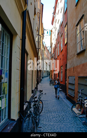 Storkyrkan, vue de l'Storkyrkobrinken.Street,la grande église Gamlaa,Stockholm Stan, la vieille ville de Stockholm, Suède, Scandinavie, Banque D'Images
