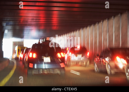 USA, New York, Long Island, New York City, traffic jam in tunnel Banque D'Images