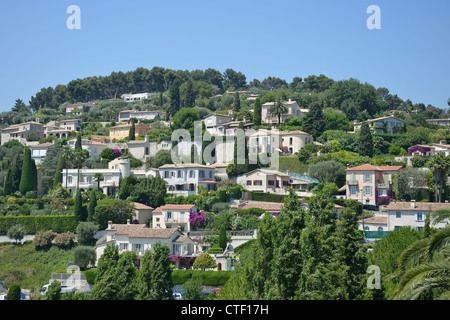 Maisons de la colline de la vieille ville fortifiée, Saint-Paul de Vence, Côte d'Azur, Alpes-Maritimes, Provence-Alpes-Côte d'Azur, France Banque D'Images