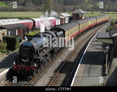 Train à vapeur, la gare ferroviaire Carrog Llangollen,, au nord du Pays de Galles Banque D'Images