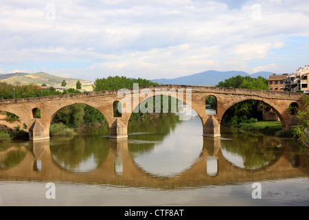 L'Espagne, Navarre, Estella, Puente la Reina, l'Arga, Banque D'Images