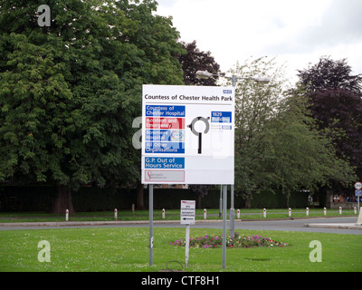 Comtesse de Chester signe l'hôpital à l'entrée principale sur le site. Banque D'Images